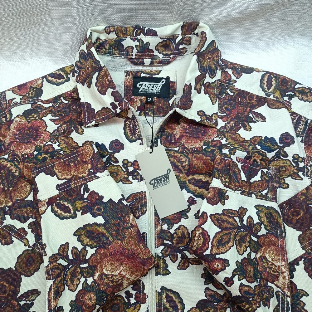 Fresh Prints of Bel-Air Men's S Floral Full Zip Denim Trucker Jean Jacket NWT‎